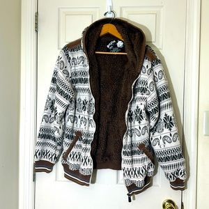 Surplus Printed Fleece Lined Bomber Jacket Size Large